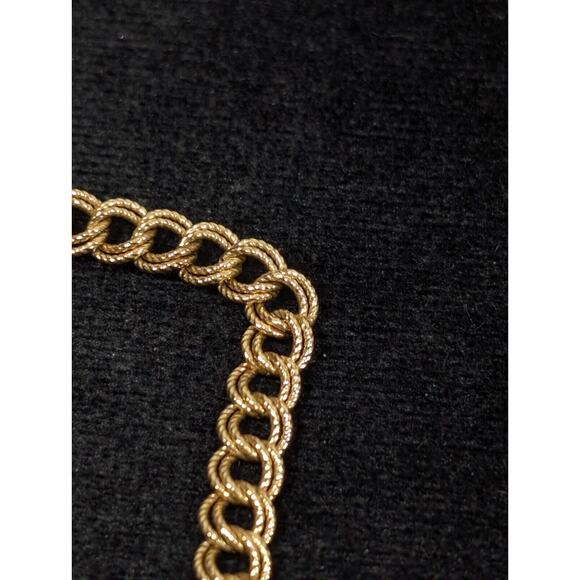 Vintage 1/20 12k Gold Filled Textured Double Oval Chain Link Curb Bracelet 7.25" - Picture 4 of 11